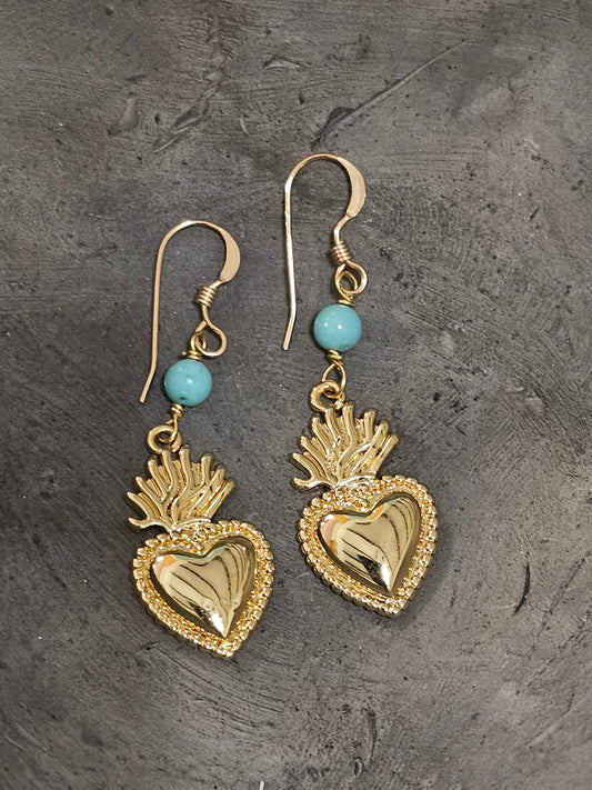 Sacred Heart Turquoise Earrings