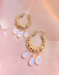 Opalite Bamboo Hoop Earrings ilaments Jewelry