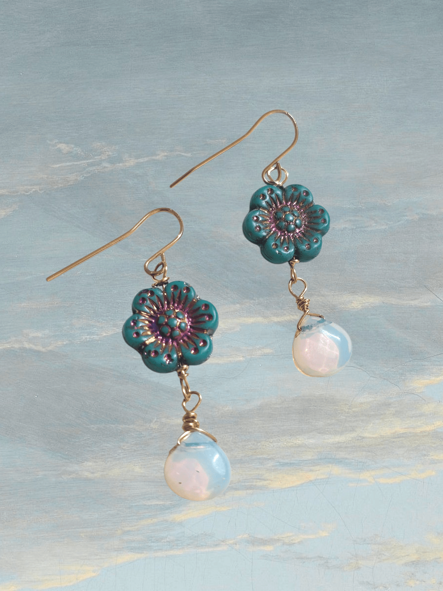 Vintage Flower Opalite Earrings