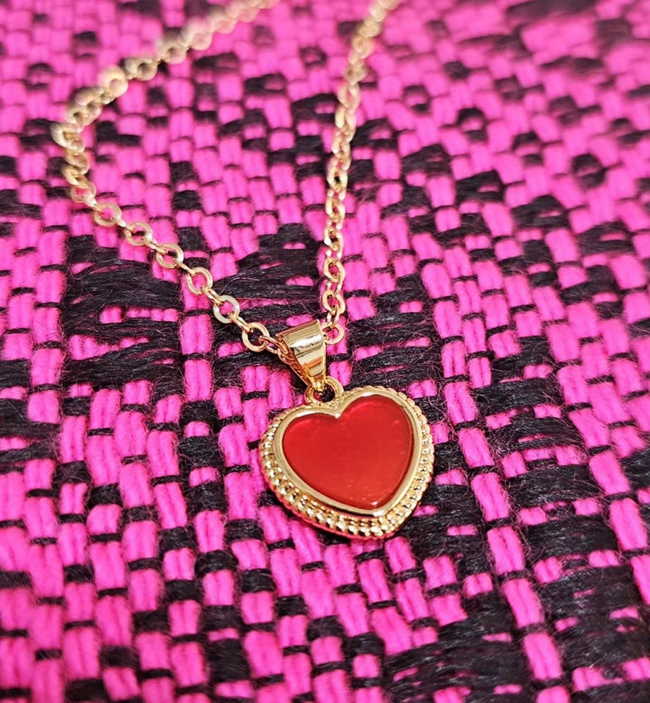 Carnelian Heart Charm Necklace