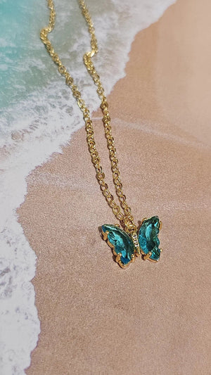 Blue Topaz Butterfly Necklace