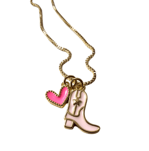 
                
                    Load image into Gallery viewer, Barbiecore Pink Boot Charm Necklace
                
            