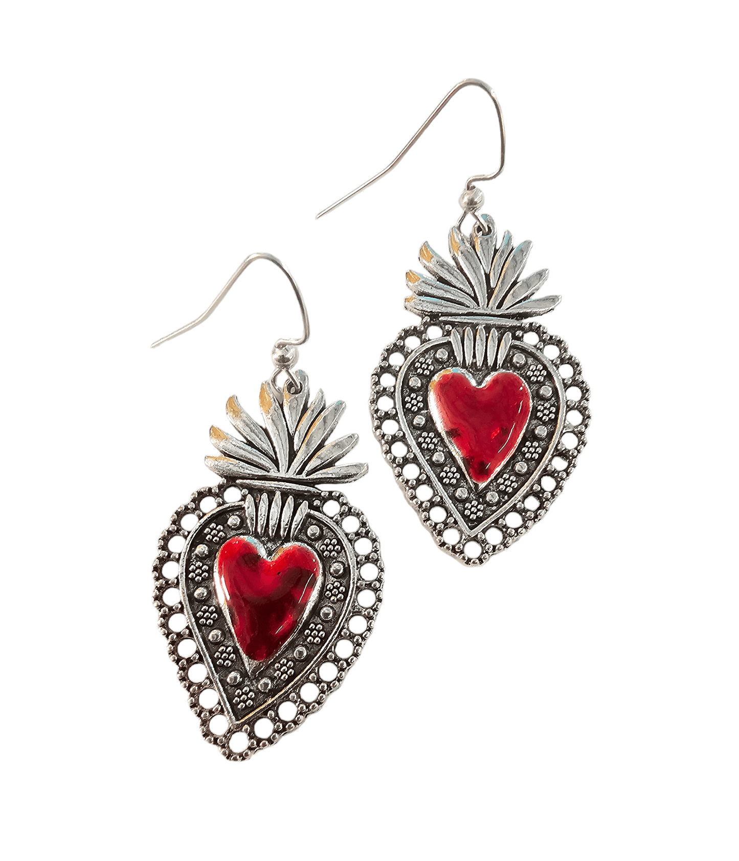 Sacred Heart Enamel Earrings