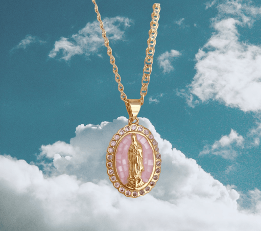 Virgen Pink Enamel Necklace