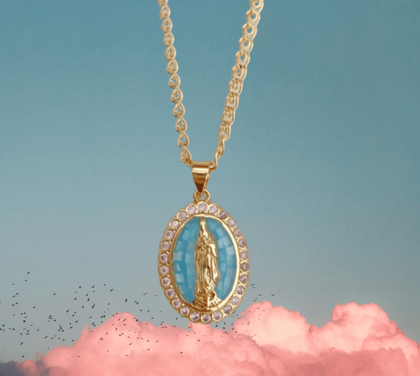 Virgen Azul Enamel Necklace