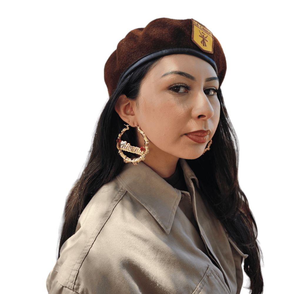 Chicana Rose Bamboo Hoop Earrings