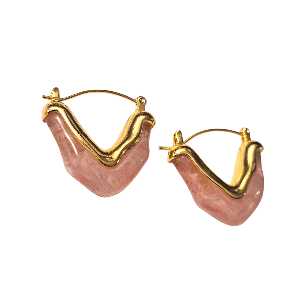 
                      
                        Rose Quartz Resin Hoop Earrings
                      
                    