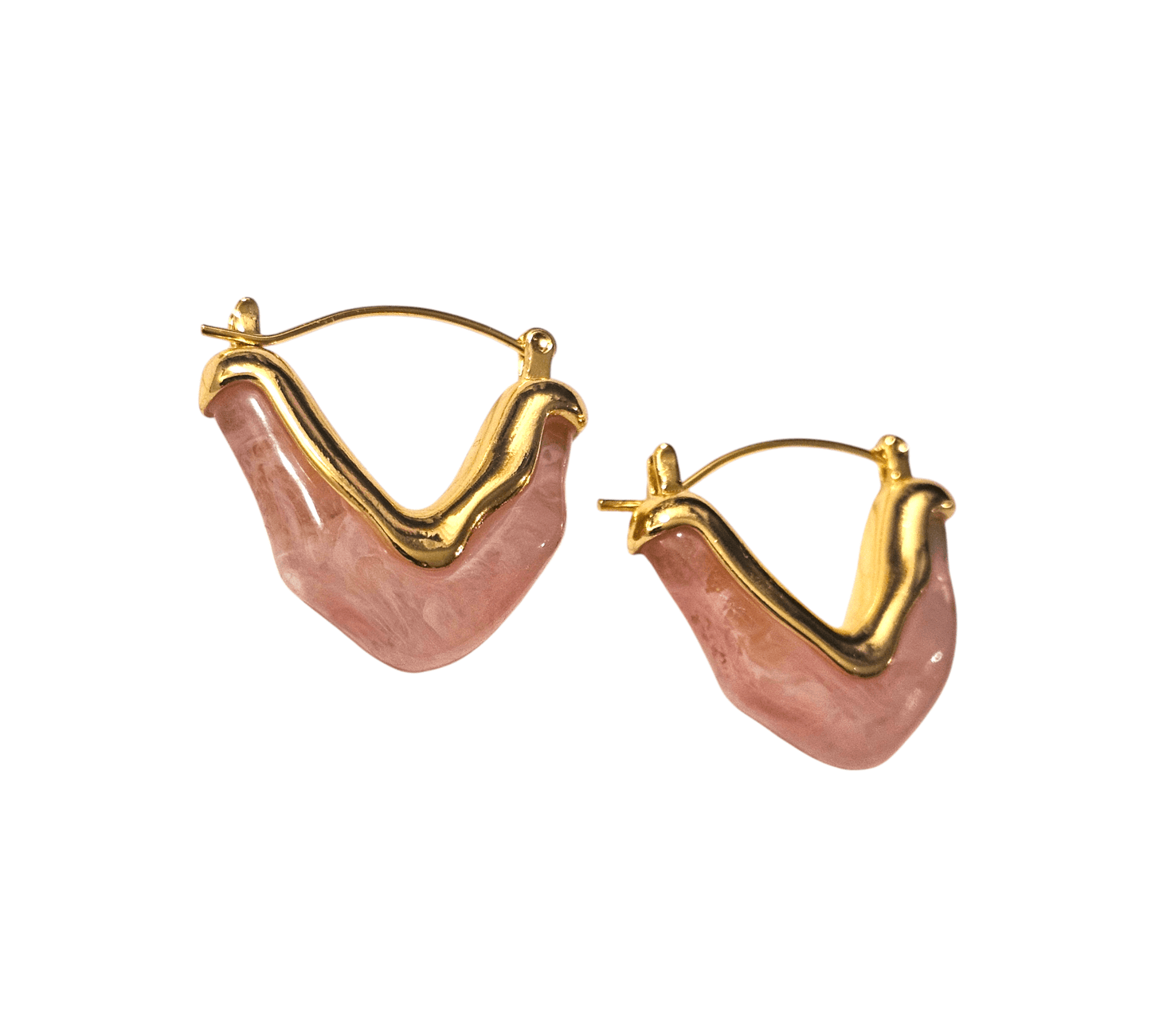 Rose Quartz Resin Hoop Earrings