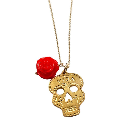 Vida Gold Sugar Skull Necklace