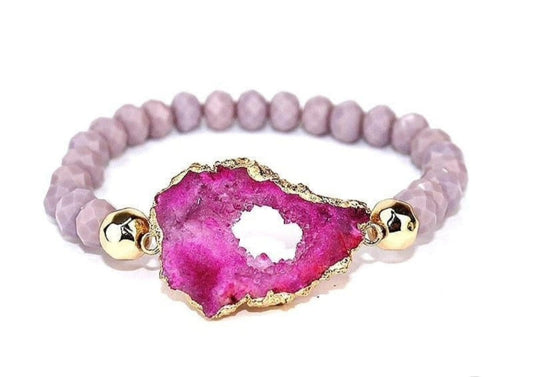 Pink Geode Crystal Bracelet