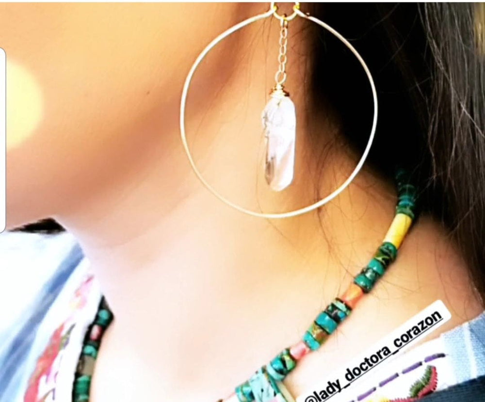 Clear Quartz Hoops