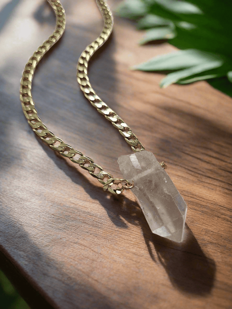 Clear Quartz Cuban Link Necklace