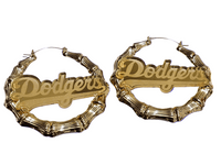 Dodger Bamboo Gold Hoop Earrings