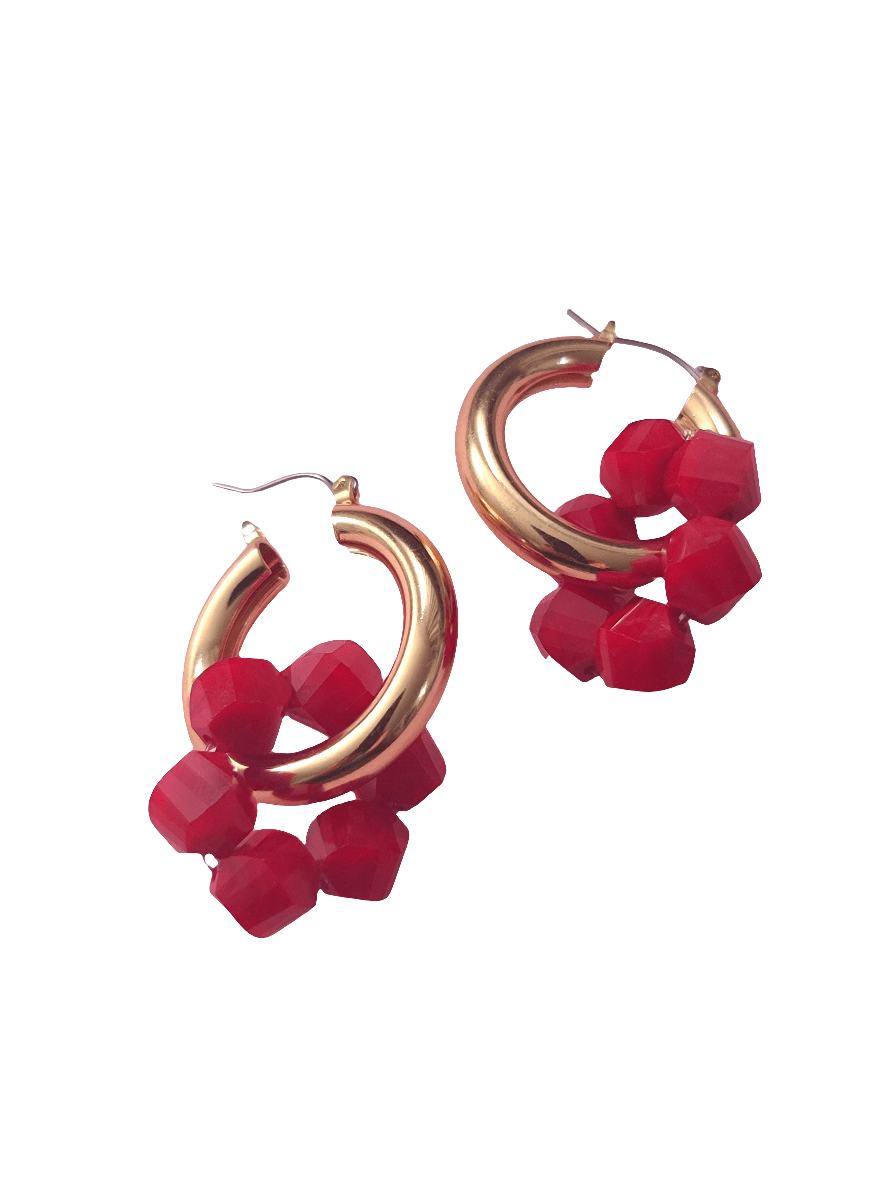 Red Crystal Hoop Earrings