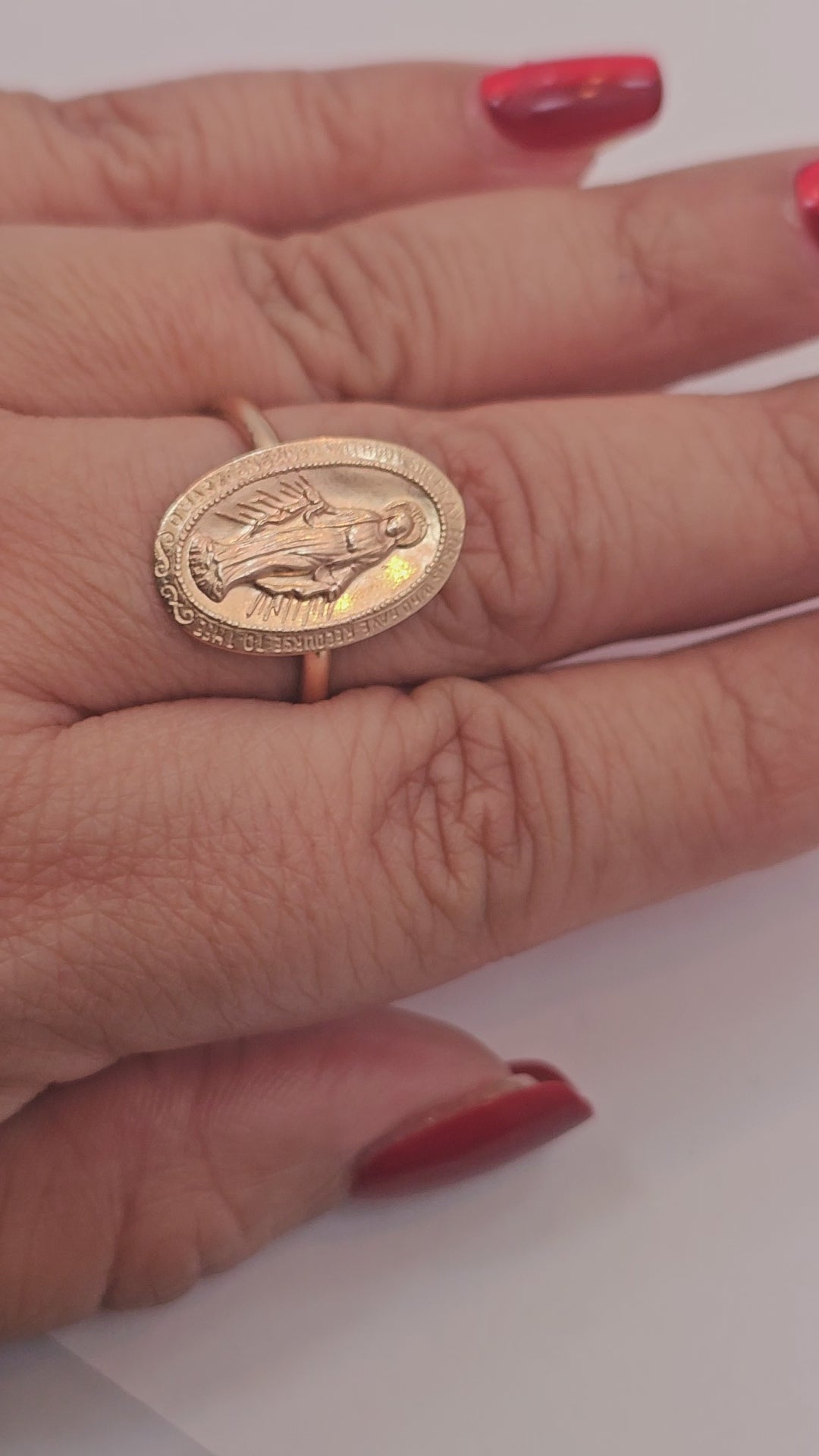 Virgen de Guadalupe 14kt Gold Ring