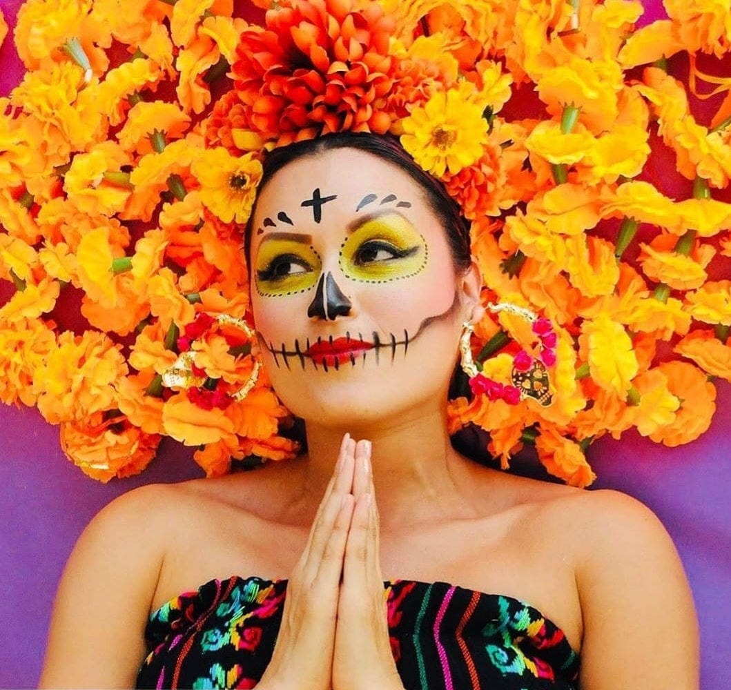 Papel Picado Sugar Skull Bamboo Hoop Earrings ilamentsjewelry