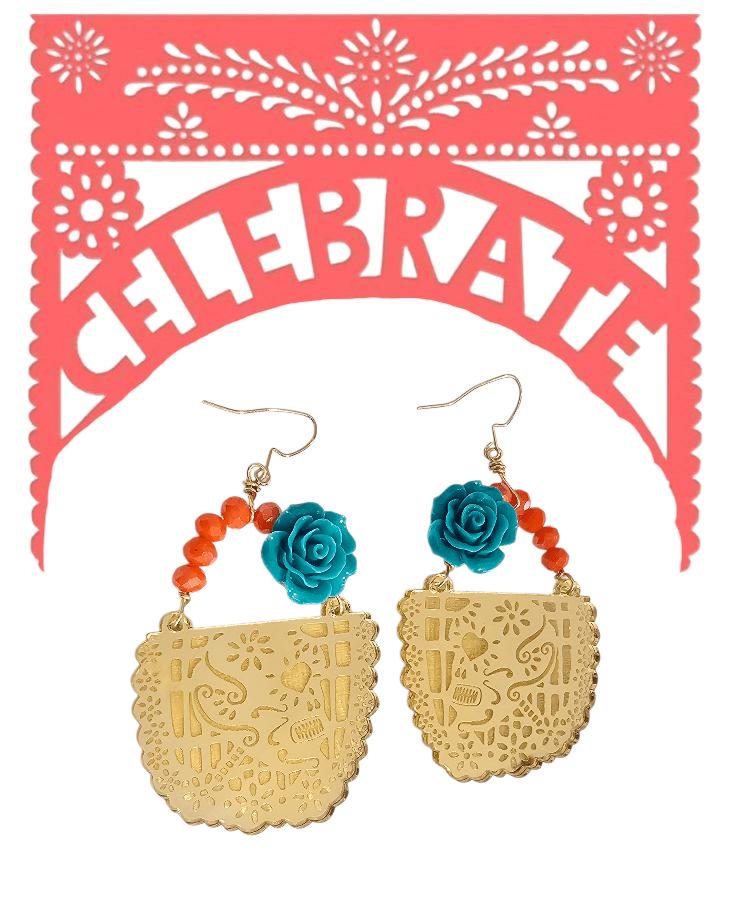 Papel Picado Rose Crystal Hoop Earrings ilaments Jewelry