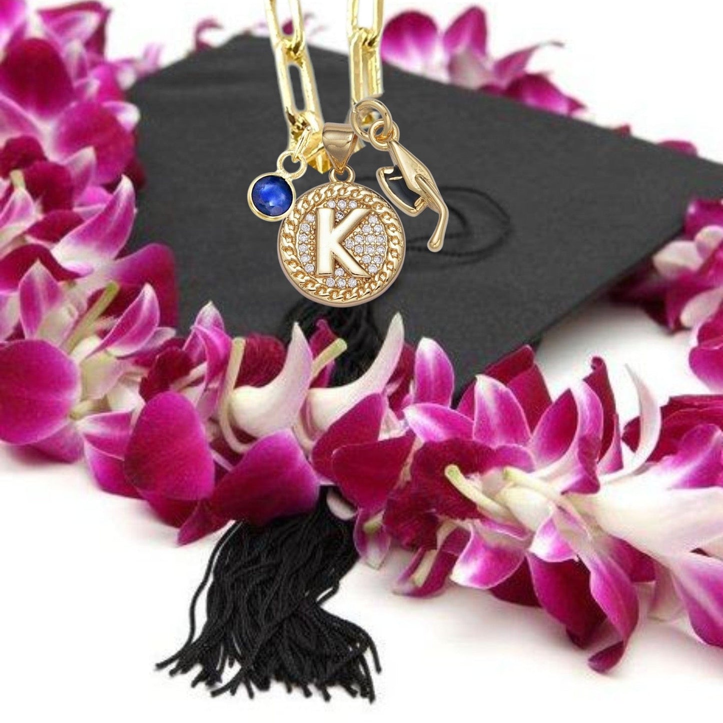Graduation Cz Pave Initial Necklace ilaments Jewelry