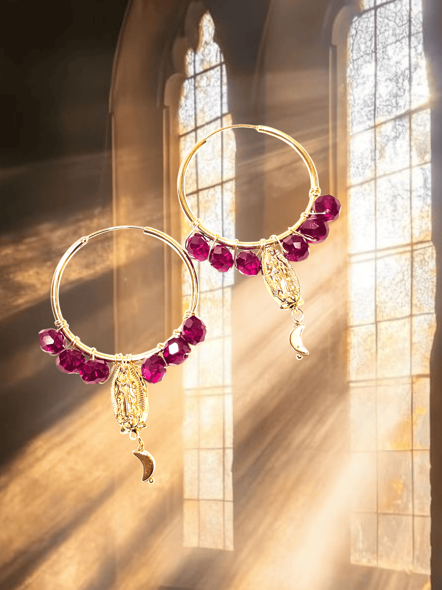 Virgencita Moon Hoop Earrings ilaments Jewelry