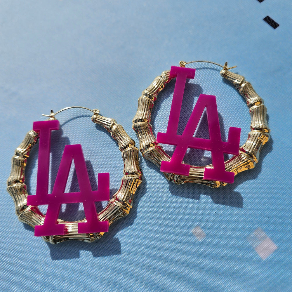 LA Fuschia Bamboo Hoops