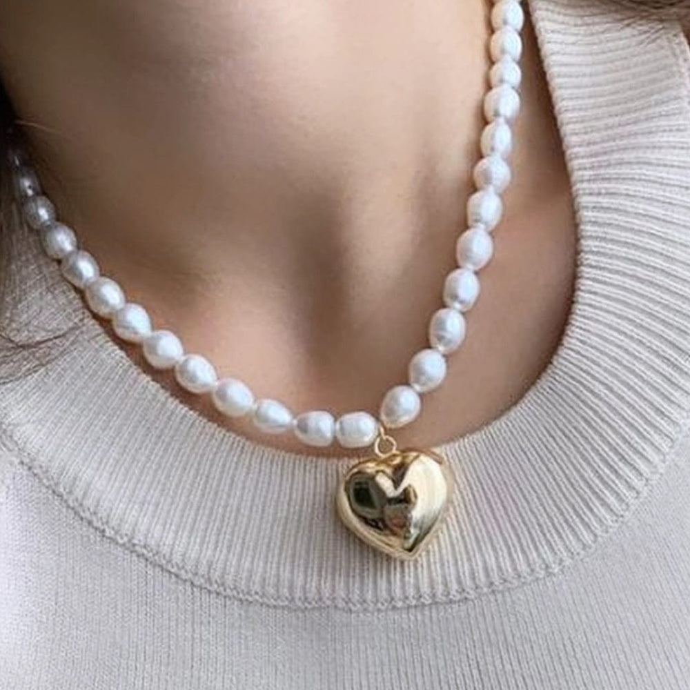 Pearl Gold Heart Necklace