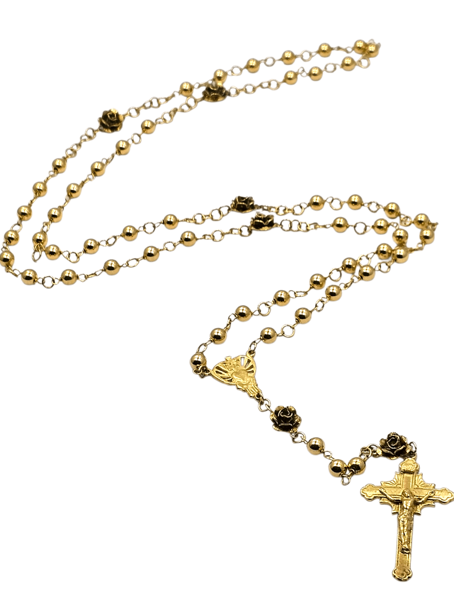 Sacred Rose Rosary 14kt Gold ilaments Jewelry