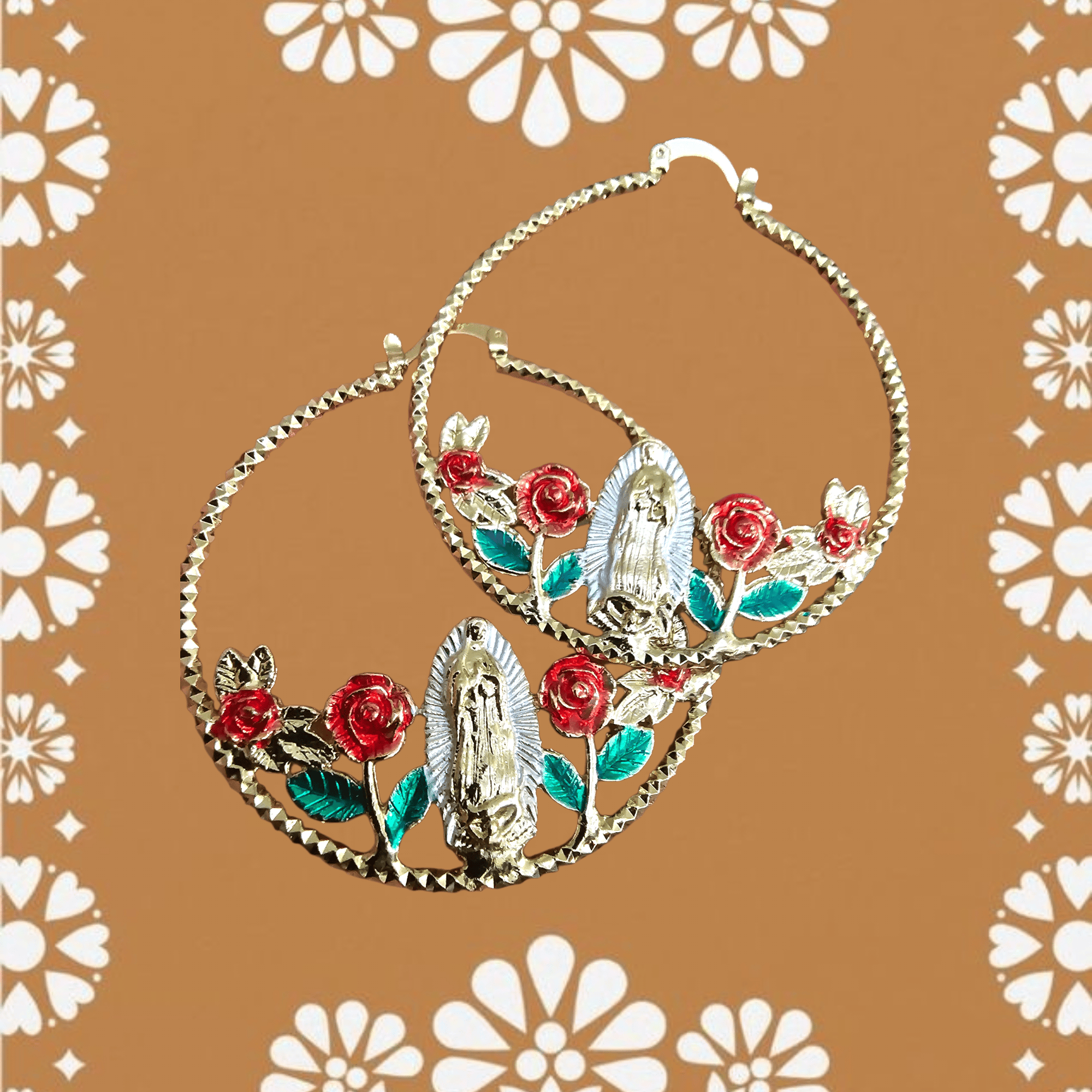 Virgencita Enamel Hoop Earrings ilaments Jewelry
