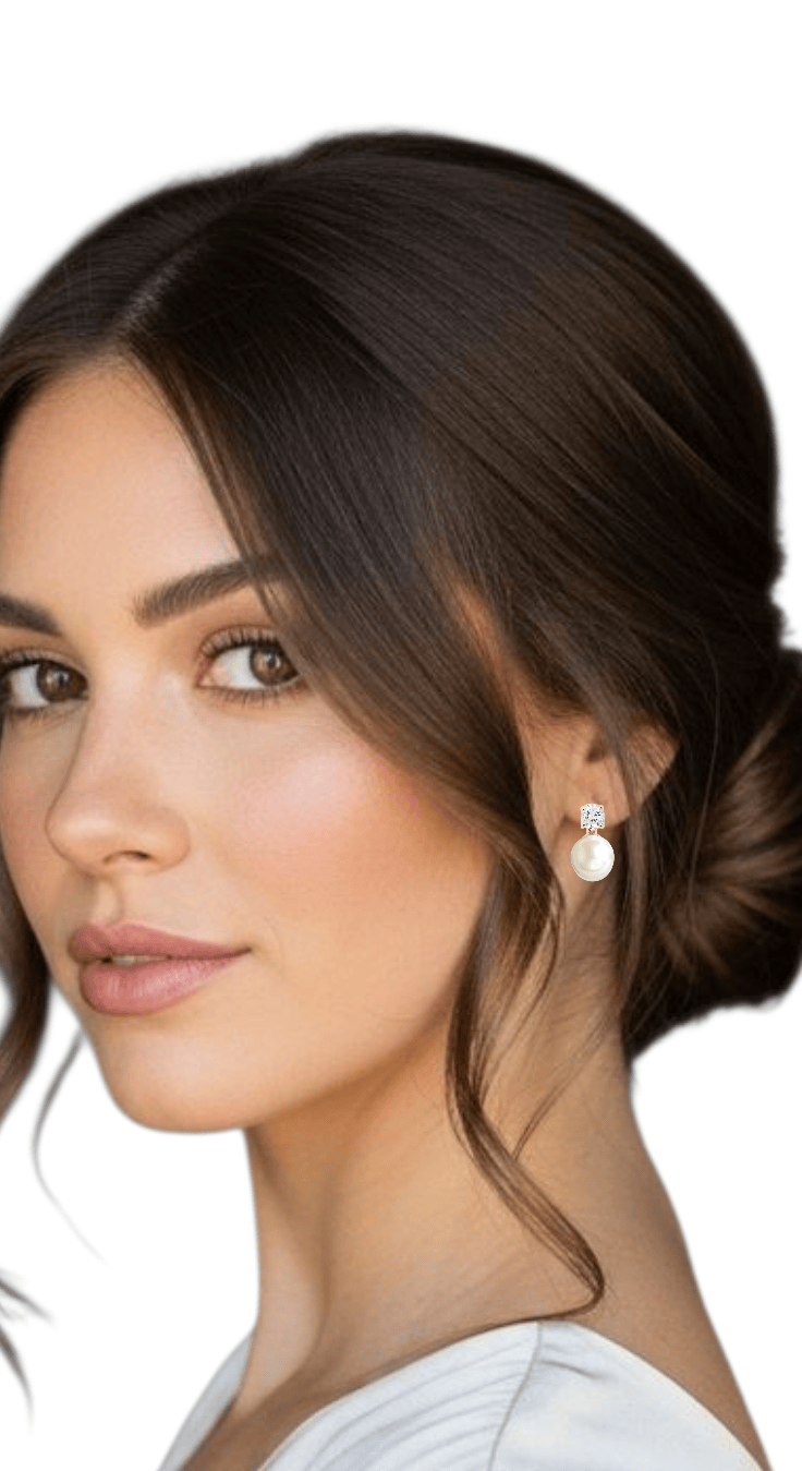 Bride to Be CZ Pearl Stud Earrings ilaments Jewelry