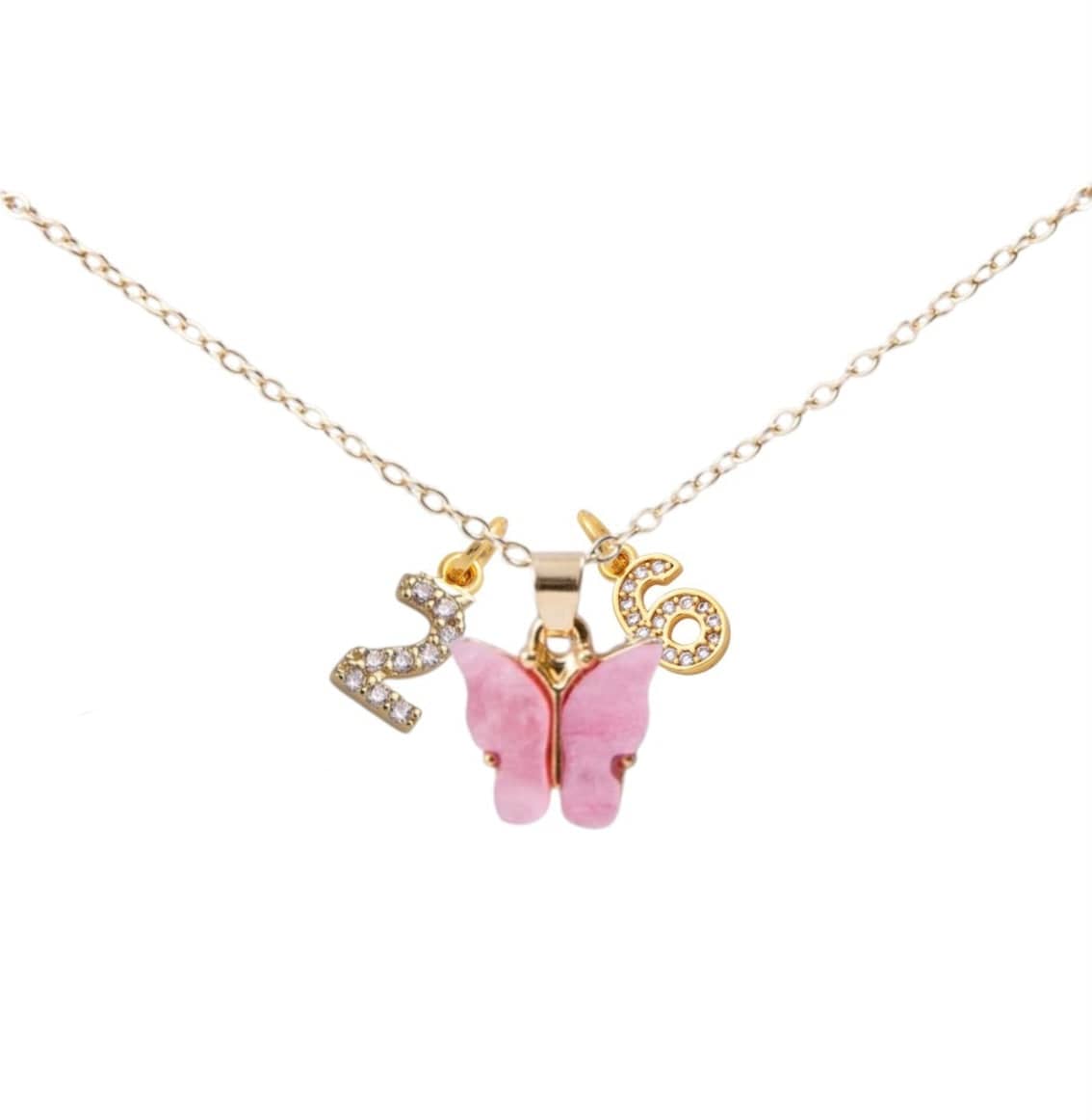 2026 Grad Pink Butterfly Necklace ilaments Jewelry
