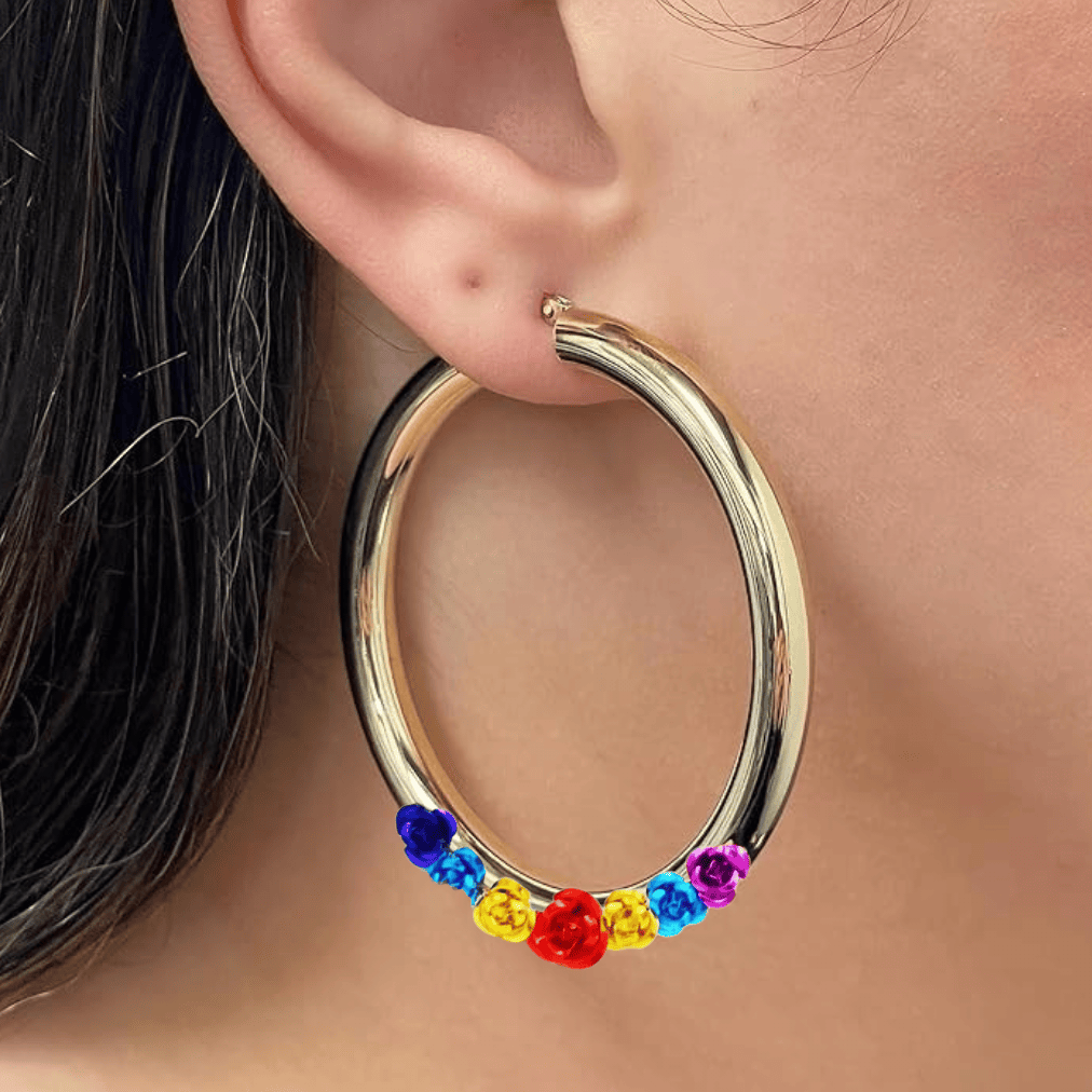 Fiesta Floral Huggie Hoop Earrings ilamentsjewelry