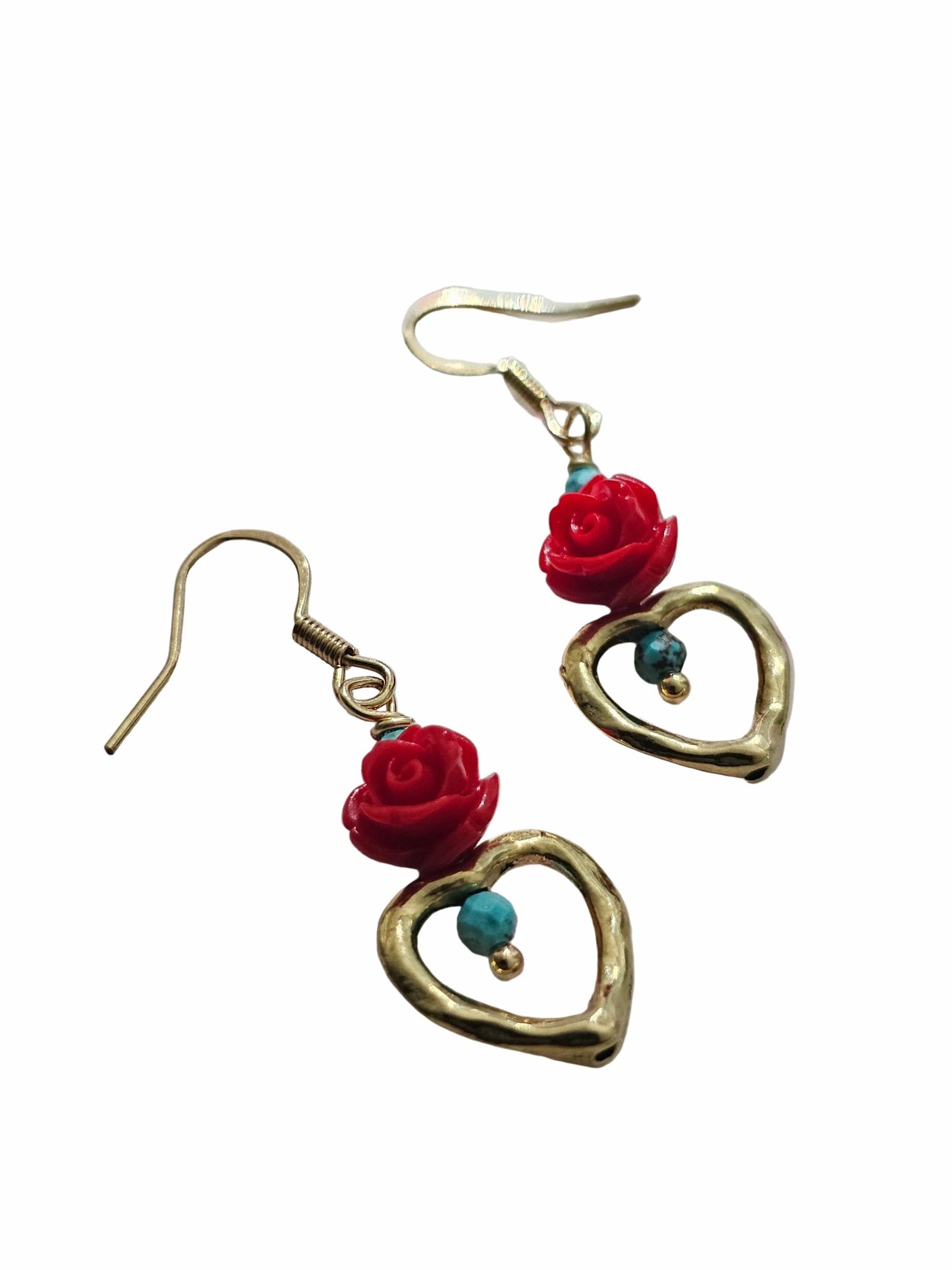 Corazon Hammered Rose Heart Earrings ilaments Jewelry