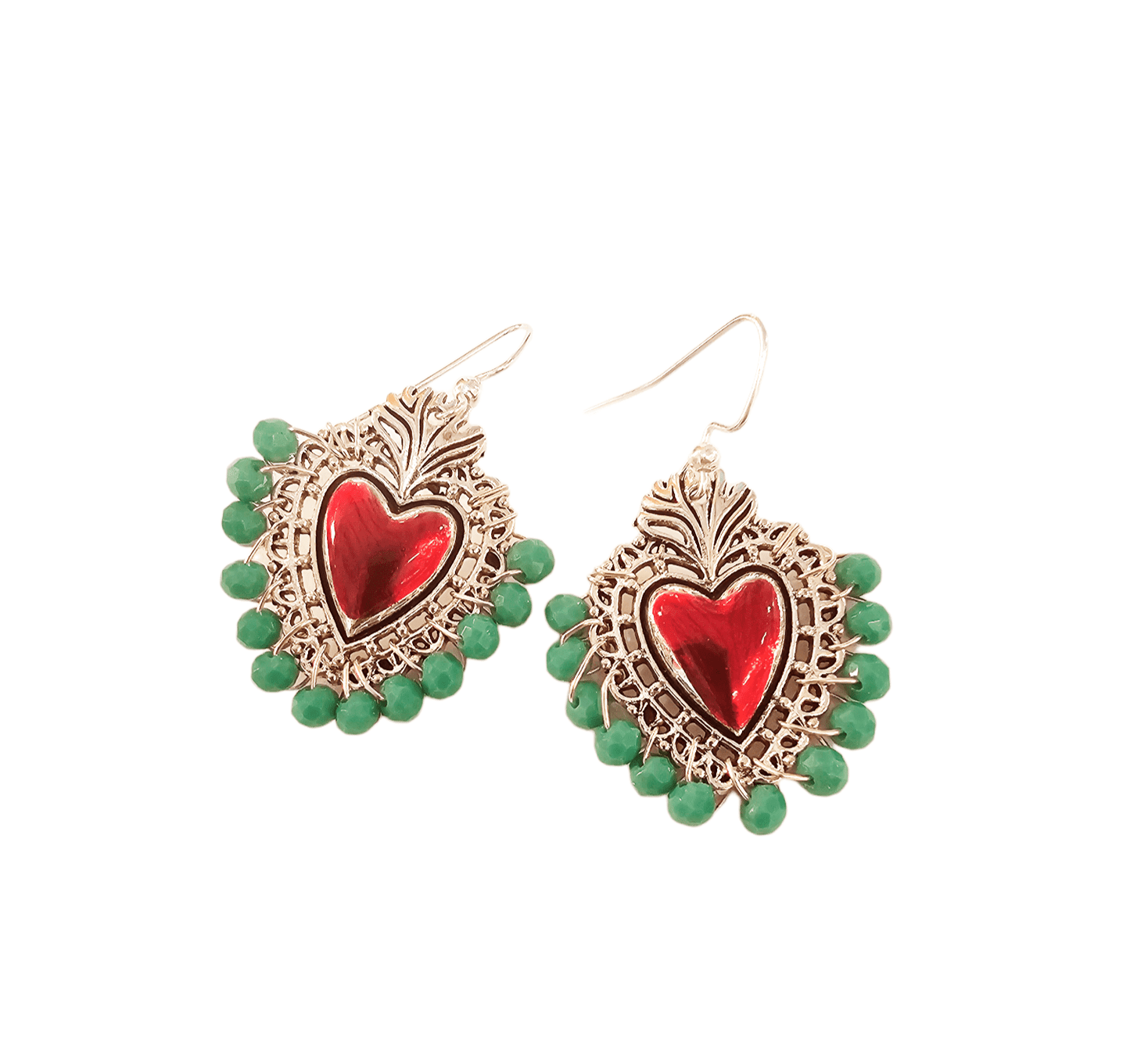 Sacred Heart Turquoise Crystal Earrings