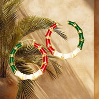Mexico Flag Bamboo Hoop Earrings ilaments Jewelry