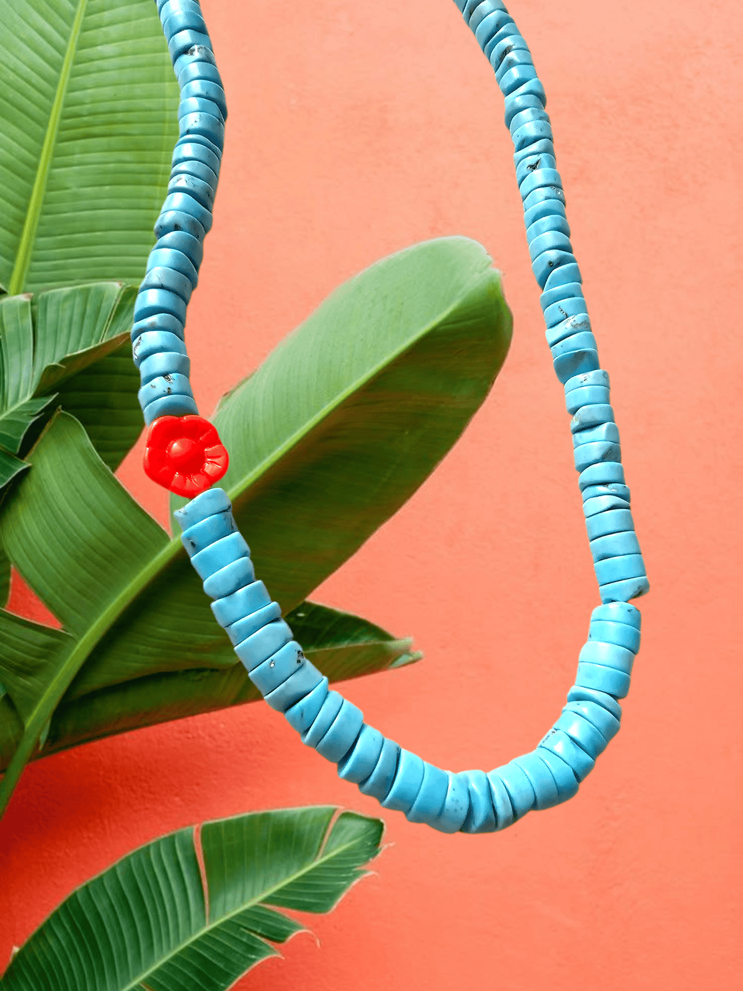 Turquoise Heishi Rose Necklace ilaments Jewelry