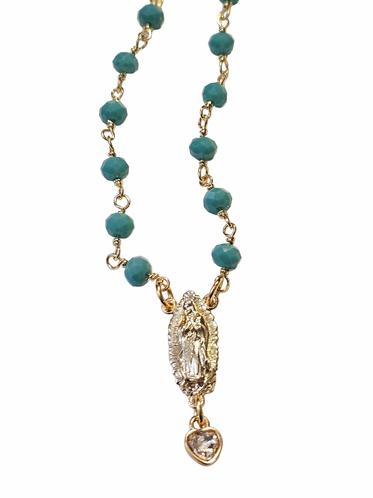 Rosary Crystal Charm Necklace ilaments Jewelry