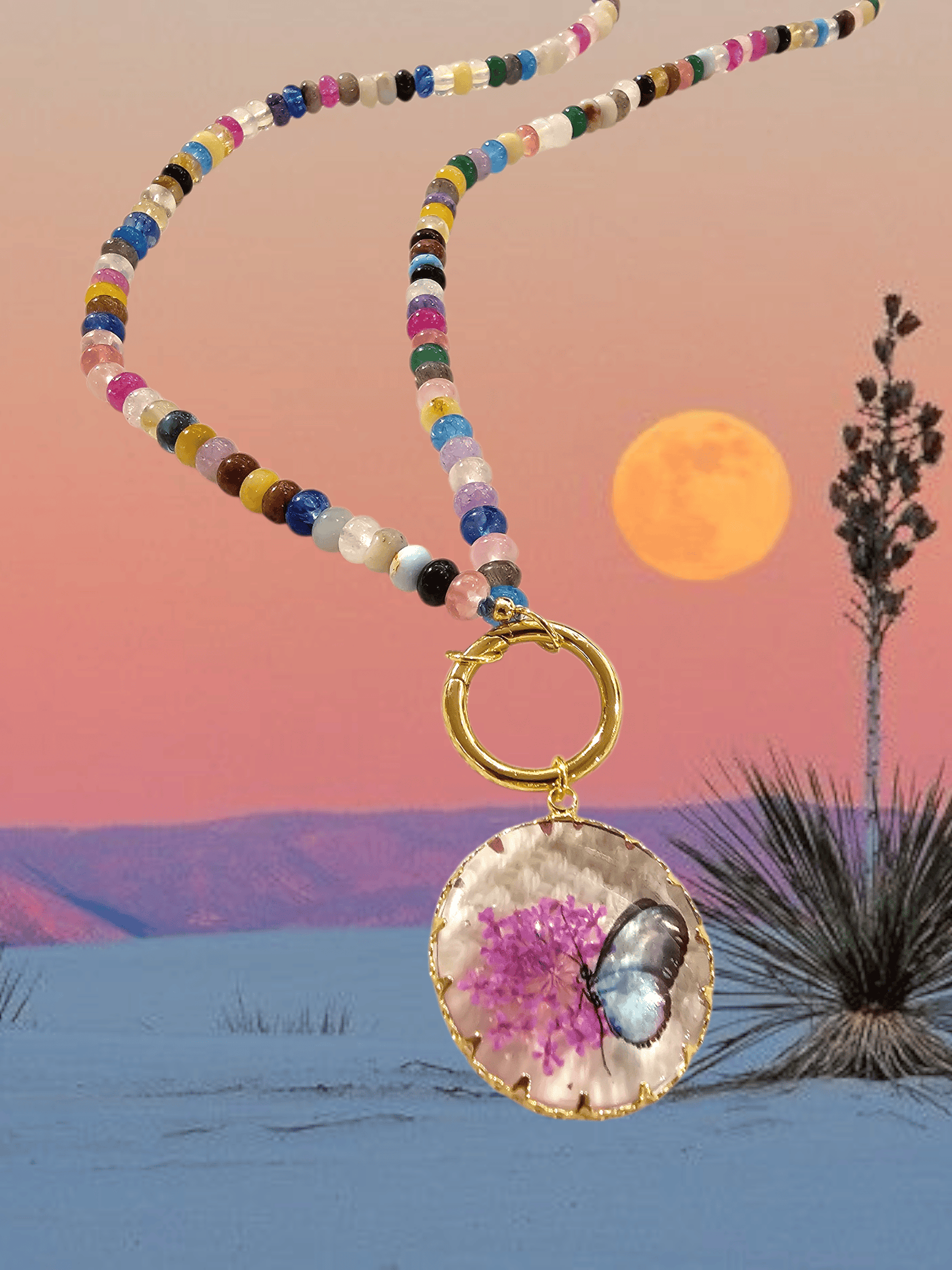 Suenos de Flores Multi-Gemstone Calibar Clasp Necklace ilaments Jewelry