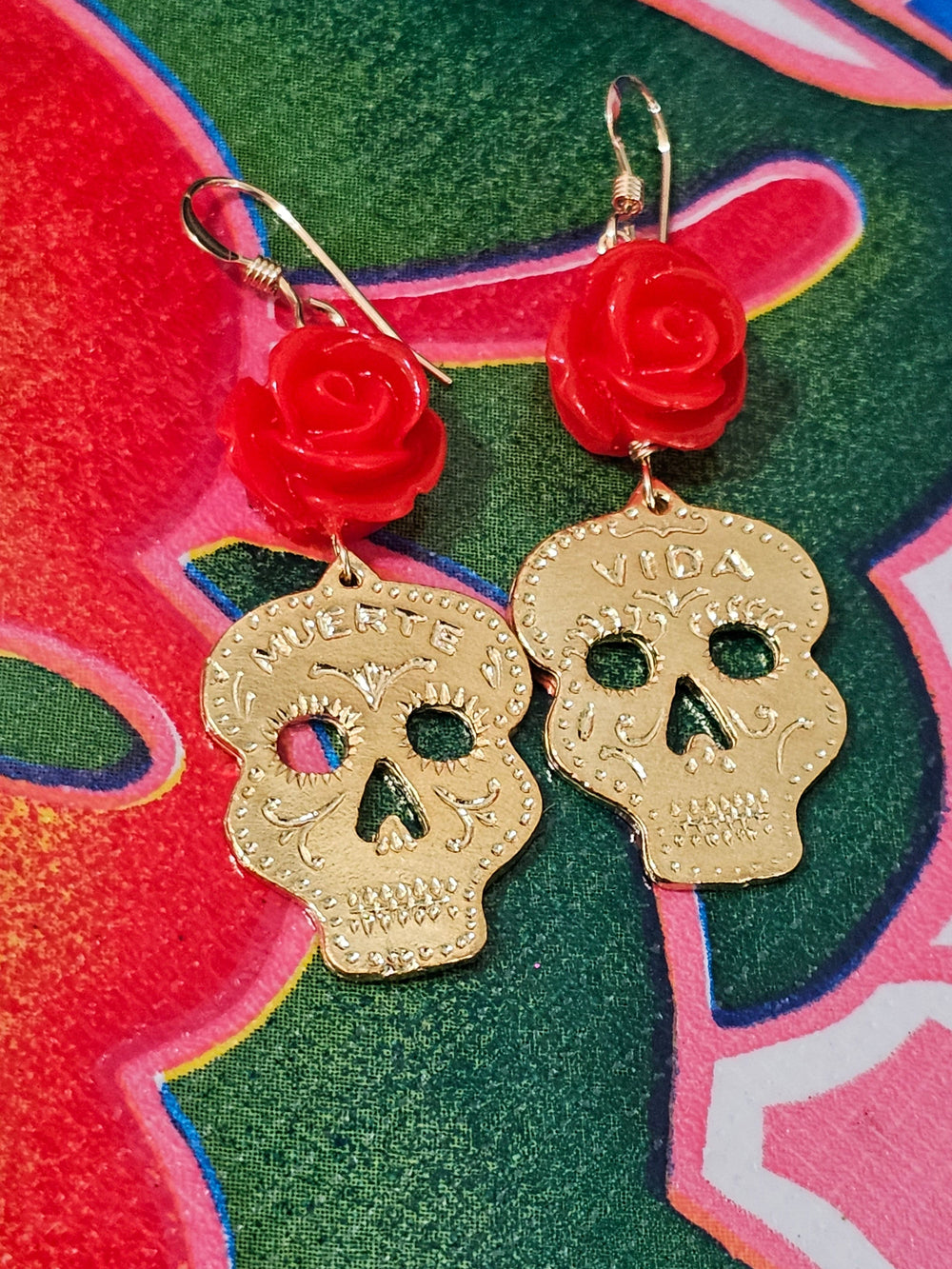 Vida y Muerte Rose Earrings