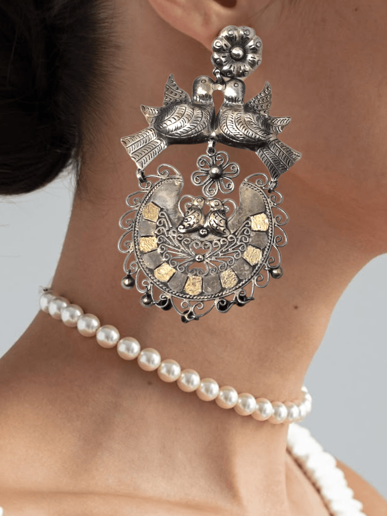 Paloma Mis Amores Sterling Silver Arracadas ilaments Jewelry