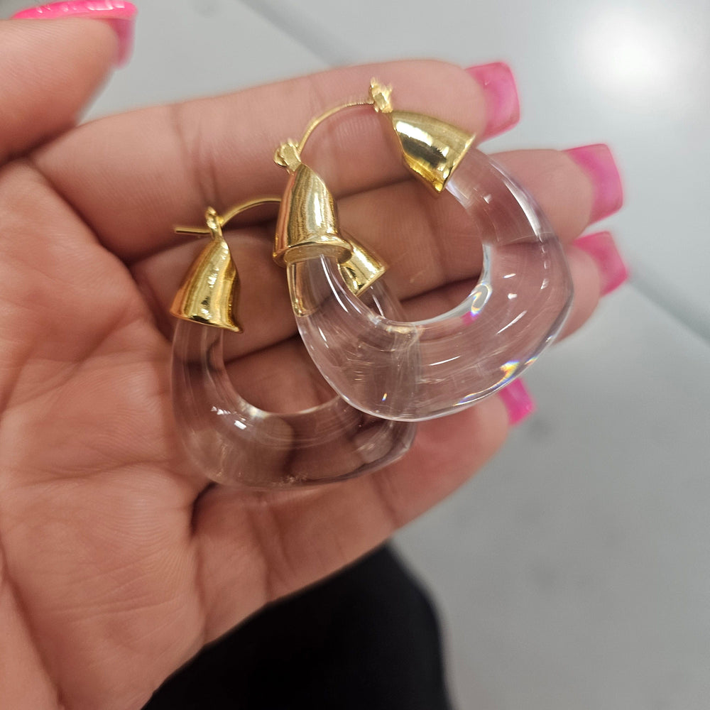
                      
                        Rose Quartz Resin Hoop Earrings
                      
                    