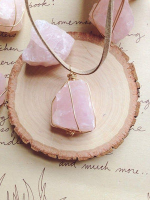 
                
                    Load image into Gallery viewer, Rose Quartz Suede Necklace
                
            
