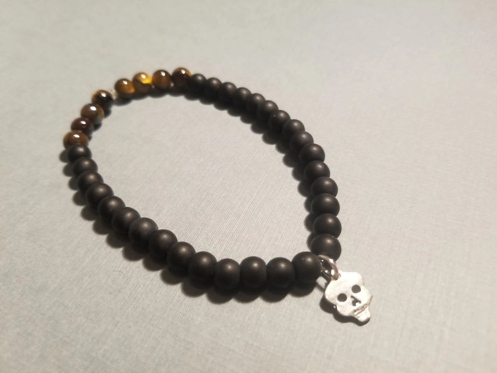 Skull Onyx Tigers Eye Bracelet