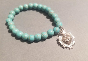 
                
                    Load image into Gallery viewer, Sacred Heart Turquoise Bracelet
                
            