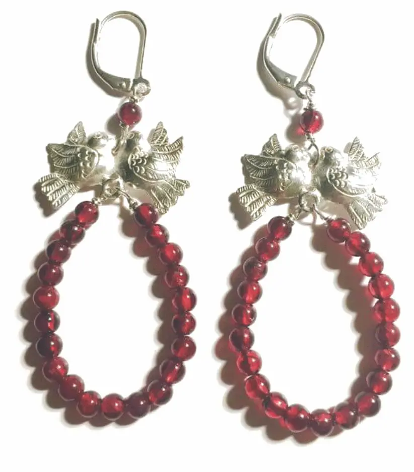 Love Bird Garnet Earrings