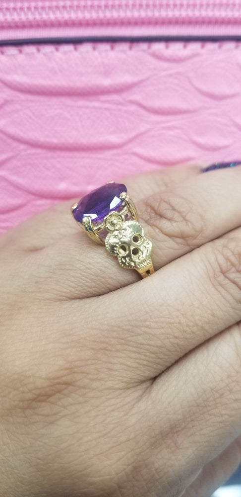 Sugar Skull 14kt Gold Engagement Ring