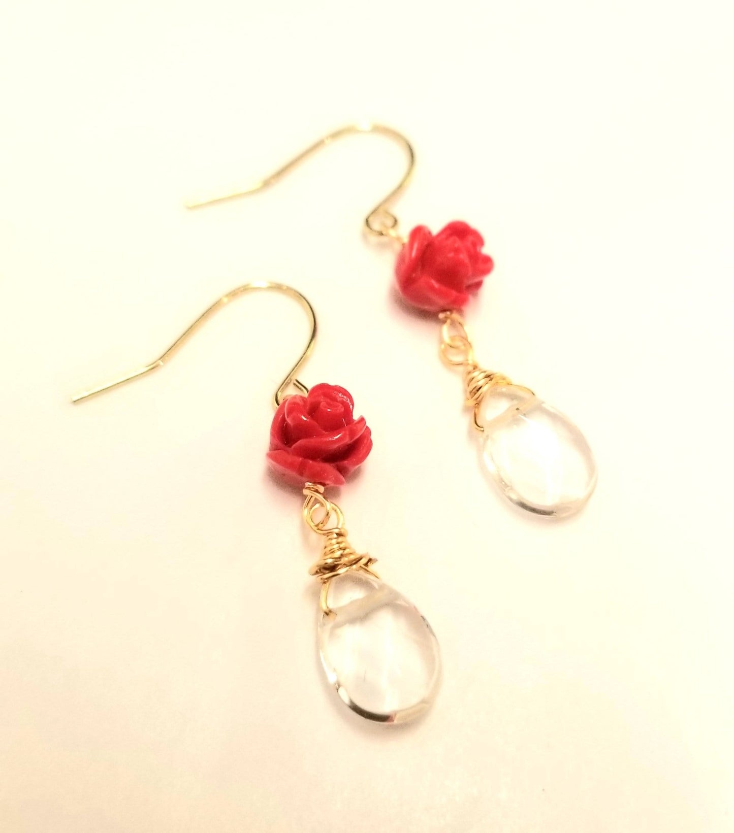 Rose Clear Quartz Earrings