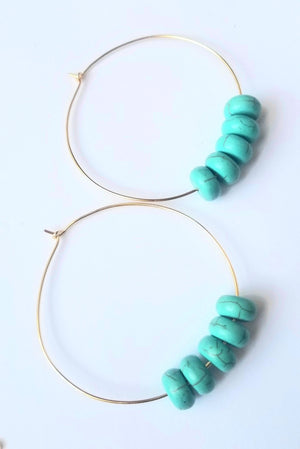 
                
                    Load image into Gallery viewer, Leia Turquoise Hoop Earrings
                
            