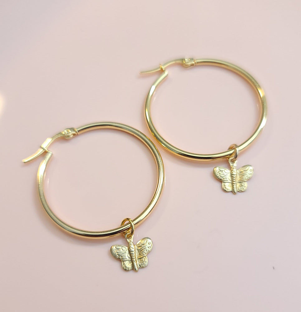 
                
                    Load image into Gallery viewer, Mariposa 14kt Gold Hoop Earrings
                
            