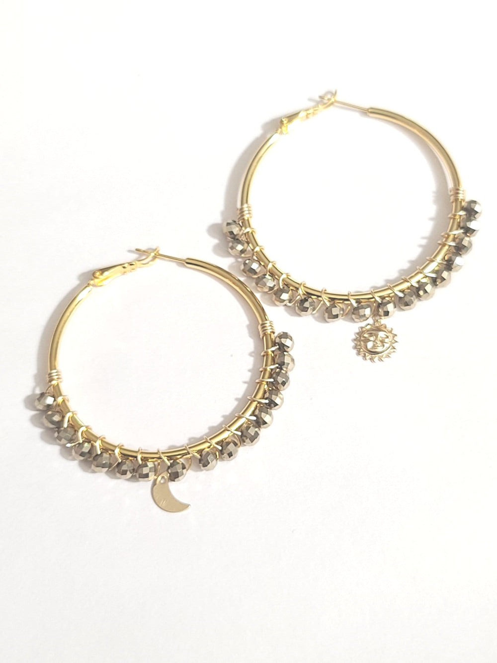 Sun, Moon & Crystal Wrap Hoops