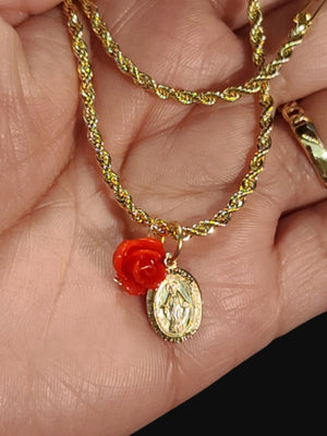 
                
                    Load image into Gallery viewer, Virgen de Guadalupe Rope Chain Necklace
                
            