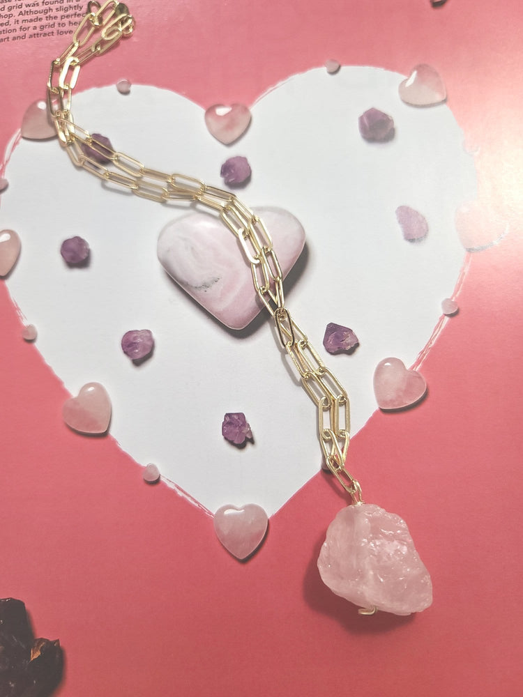 
                
                    Load image into Gallery viewer, Rose Quartz Nugget Chain
                
            